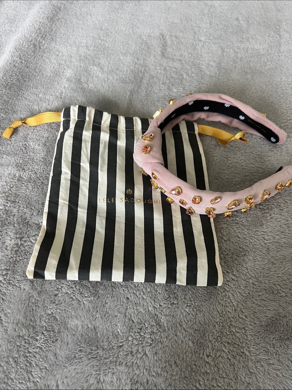 NWT Lele Sadoughi Pink Jeweled Padded Headband